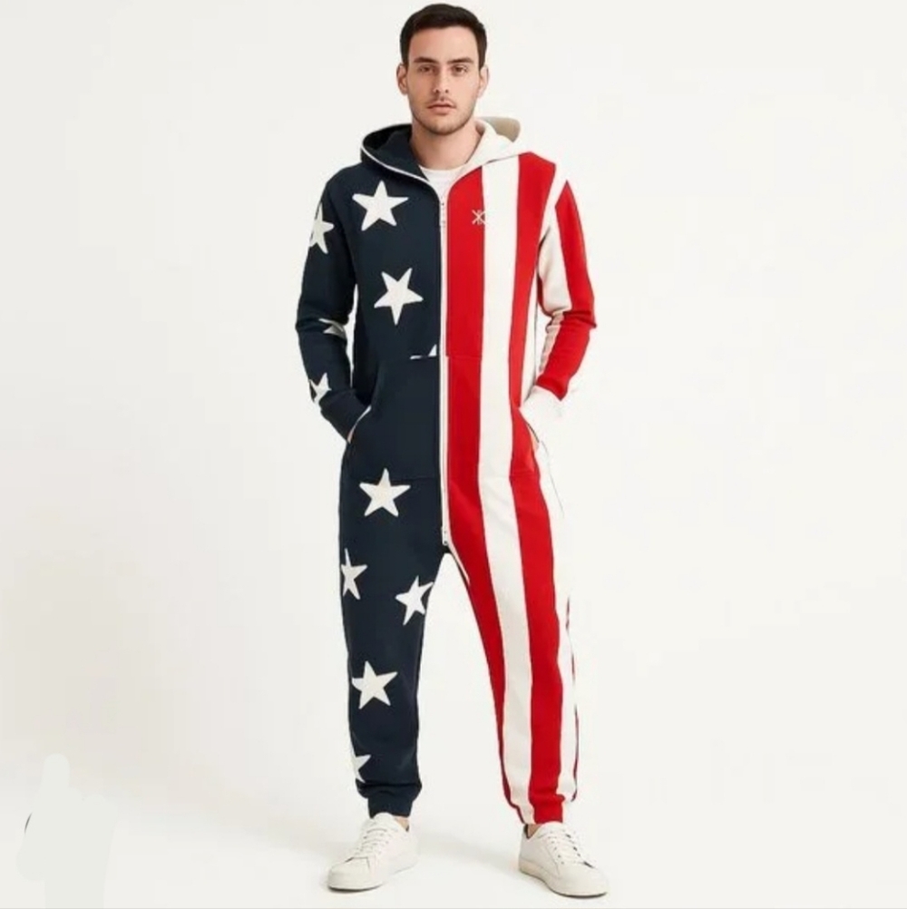ONEPIECE Norwegian American Stars Stripes Jumpsuit Unisex Size Large Celeb Fav